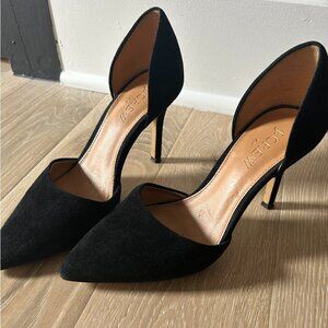 Pre-owned barely worn J. Crew black suede D'Orsay pump heels (sz 5)